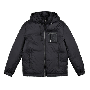 雷迪波尔男装羽绒服2024秋冬新款连帽休闲多袋纯色保暖蓬松外套男