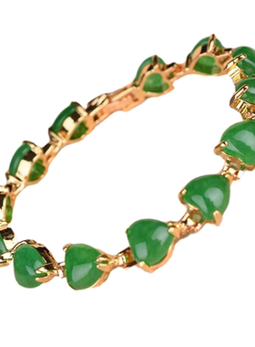 缅甸翡翠925银镶嵌祖母绿首饰品