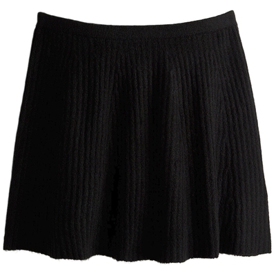HM女装半身裙冬季罗纹针织修身A字迷你半身短裙1259491