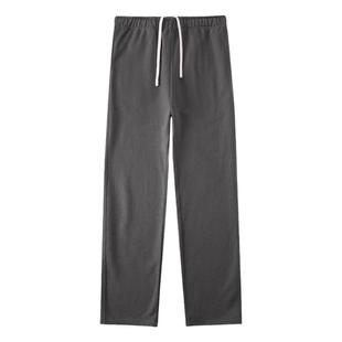 碳灰色秋冬480g碳素磨毛紧密手抓一体绒宽松长裤简约松紧腰直筒裤