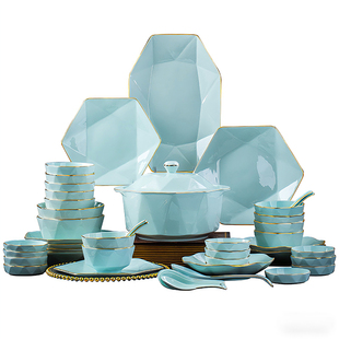 碗家用2026新款高颜值釉下彩餐具套装景德镇陶瓷饭碗盘碟子筷乔迁