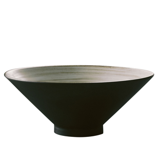 玩物志乌冬面碗商用复古斗笠碗日式拉面碗粗陶餐具汤碗黑色大碗