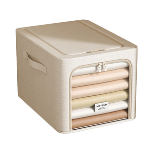 透明棉麻收纳箱长款衣柜衣服收纳袋子整理袋布艺衣物被子收纳布袋