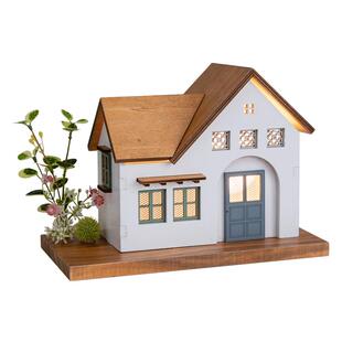 阿楹 成品木屋模型微景观小夜灯摆件仿真别墅儿童房子装饰玩具花