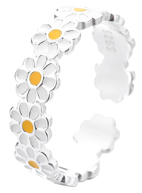 S925银花朵戒指女气质小清新