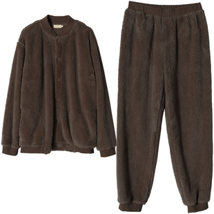 朵朵可可睡衣25秋冬季新款男士加厚珊瑚绒帅气立领家居服套装