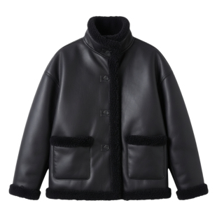 hebbles25新款冬季羽绒羊羔毛皮毛一体夹克外套宽松棉袄机车服男