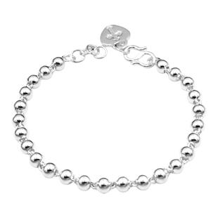 天果99足银圆珠手链女刻字十字架手饰宝宝手串送证书孩子生日礼物