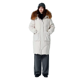 寒思新款女大毛领时尚显瘦中长款加厚冬天保暖连帽羽绒服外套2388