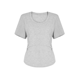 糯米子[肯豆t3.0]t恤女夏季正肩短袖微胖大码女装修身收腰U领上衣