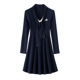 BANANA CICI2026年春季新款假两件连衣裙/V领连衣裙