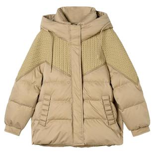 2025年冬Outlets正品 高端ZR系列针织拼接设计白鸭绒宽松羽绒服女