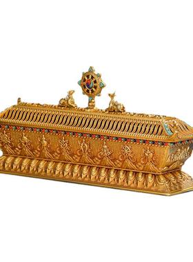 纯铜密宗八吉祥卧香炉供卧