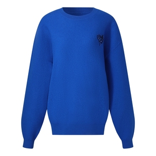 首降5折|歌莉娅男女款毛衣2025新款秋冬缩绒全羊毛爱心套头上衣