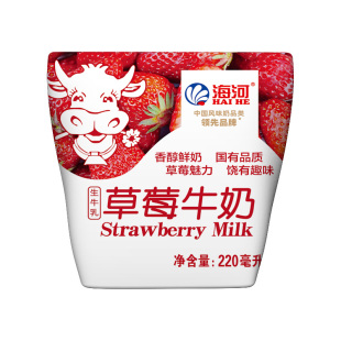 海河牛奶草莓味220ml*10袋装香甜味网红儿童学生老人饮料营养早餐
