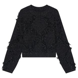 Goodland美地女装女装冬季时尚时尚立体剪花羊毛混纺针织衫套头