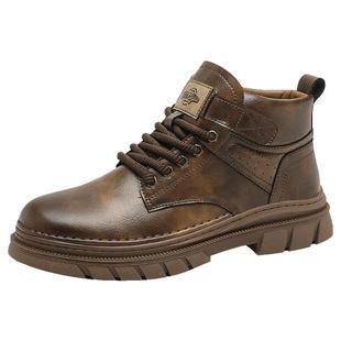 公牛世家马丁靴男款冬季高帮英伦风工装靴男真皮复古皮鞋中帮皮靴