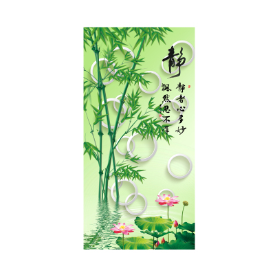 玄关门贴纸山水风景装饰画自粘