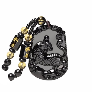 保平安黑曜石本命佛吊坠十二生肖守护神项链女男虚空藏猴大日如来