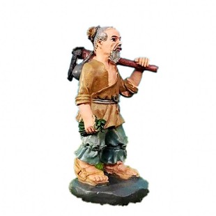 农民挑水钓鱼挑夫担水老百姓工人物摆件劳动人民盆景装饰鱼缸造景