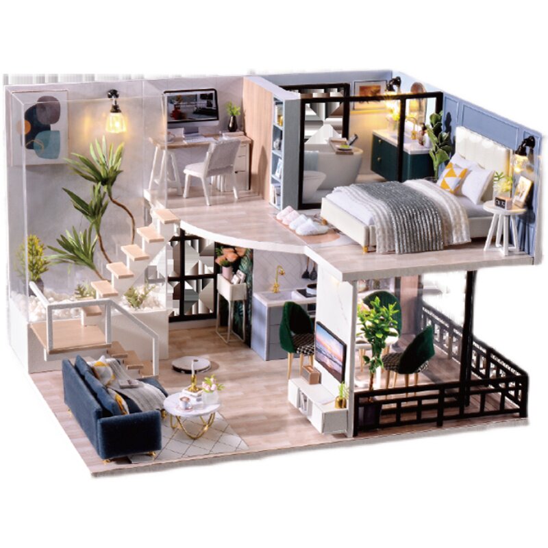 diy小屋玩具木制礼物拼装房子