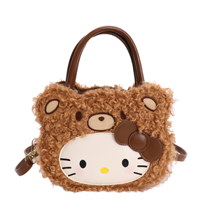 HelloKitty包包女2025新款秋冬流行毛茸茸斜挎包可爱凯蒂猫手拎包