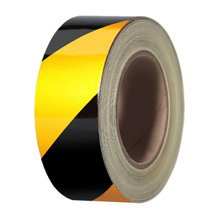 反光警示胶带黑黄5cm10cm黑黄反光膜斜纹防水地贴限高架护栏防撞柱子夜间道路施工交通警戒安全标识反光贴纸