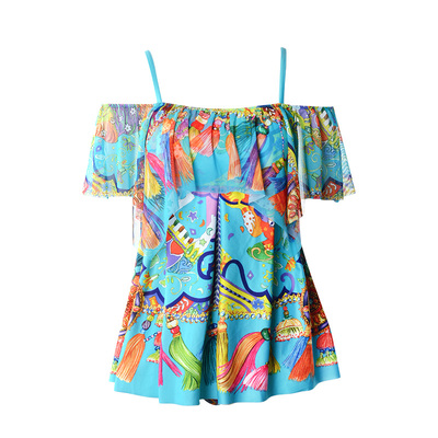 安莉芳大码遮肚显瘦露肩裙式泳衣