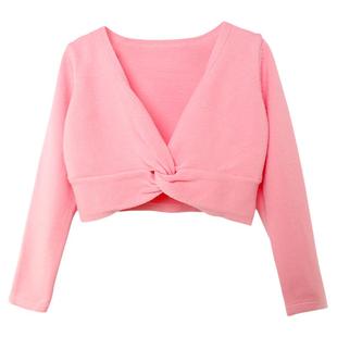 儿童舞蹈毛衣女童舞蹈服小坎肩外套秋冬针织衫练功服跳舞披肩上衣