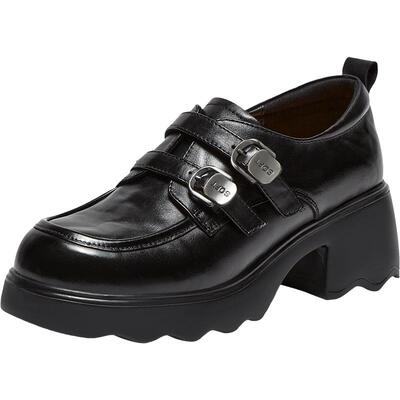 百思图新款牛皮英伦女牛津鞋皮鞋