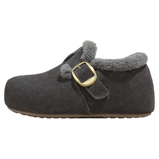 厚底灰色勃肯鞋女款2025新款冬季女鞋增高保暖棉鞋加绒加厚毛毛鞋