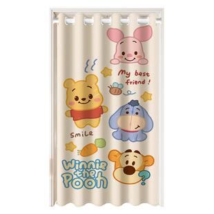卡通小熊空调门帘卧室房间家用挡风冷气隔断帘免打孔防隐私布帘子