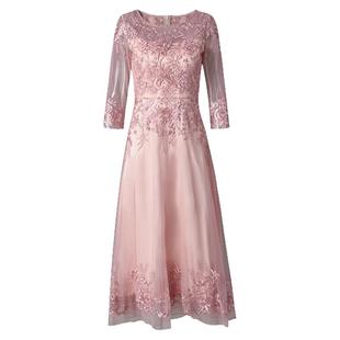 星译酒红色高端贵气网纱裙高腰显瘦大摆刺绣钉钻秋连衣裙女25新款