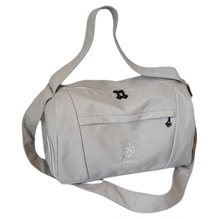 袋鼠旅行包高中生住校行李包轻便款女住宿生行李袋灰色短期出行包