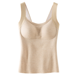 德绒保暖吊带背心女带胸垫一体秋冬季加绒加厚2025含羊毛打底内衣