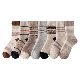 袜子男中筒珊瑚绒秋冬季加厚加绒长筒睡眠袜保暖男士地板袜长筒袜