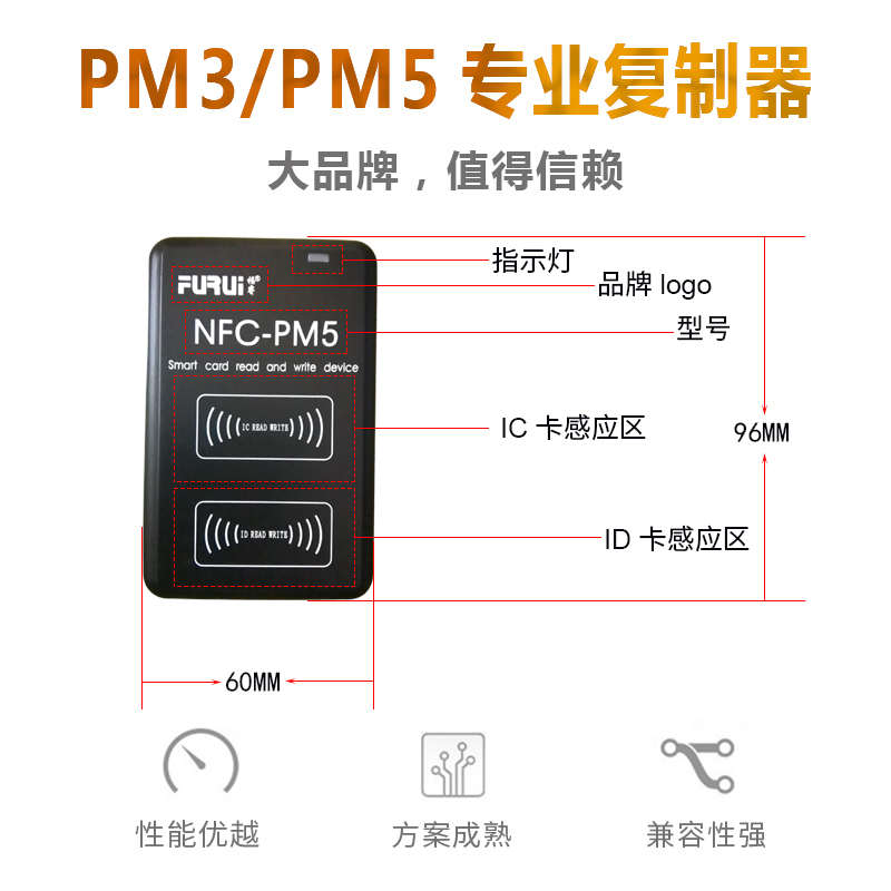 PM5电梯卡读卡器icid门禁卡复制器万能模拟全加密卡PM3 nfc写卡机