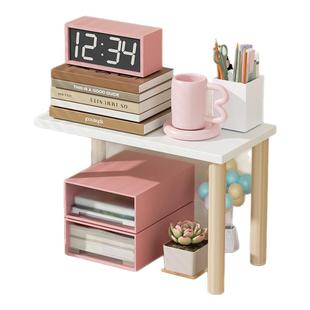 桌面置物架分层架加高收纳架简易木质垫高架书桌展示架办公室架子