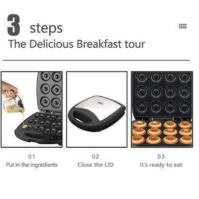 家用甜甜圈机全自动电饼铛欧规迷你小型烘焙儿童蛋糕机双面早餐机
