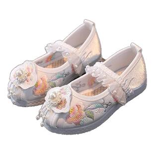 汉服鞋子女童老北京布鞋绣花鞋春秋季中式国风儿童新中式马面裙鞋