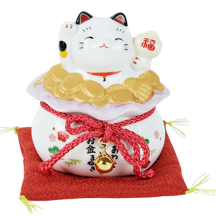新】日本药师窑招财猫陶瓷摆件喜庆福袋家用入户玄关工位情绪稳定