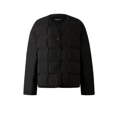 PRICH时尚圆领面包格子羽绒服
