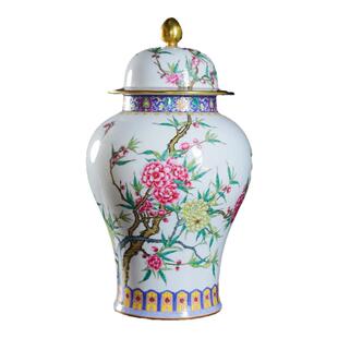 宁封窑手绘仿古花瓶景德镇陶瓷瓶客厅珐琅彩将军罐摆件大号储物罐
