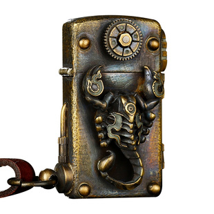 打火机zippo正版荧光蝎子纯铜芝宝煤油男士重盔甲外壳限量收藏zp