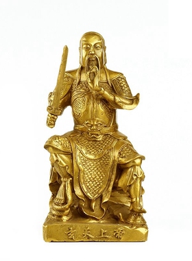 中式纯铜神像祖师爷客厅装饰摆件