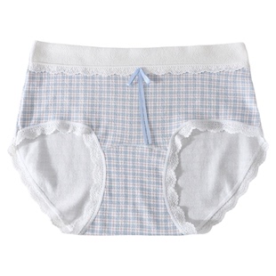 大码纯棉内裤格纹复古风胖mm200斤加长10A级纯棉抗菌档安克拉红