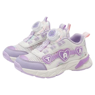 泰兰尼斯儿童运动鞋春季新款舒适单网跑步鞋女童旋钮鞋女宝跑步鞋