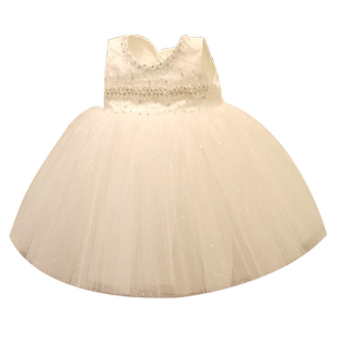 儿童礼服公主裙花童婚礼小女孩白色婚纱女童钢琴演奏主持人演出服