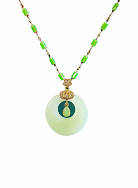 轻奢金翡翠平安扣水滴坠女款现货