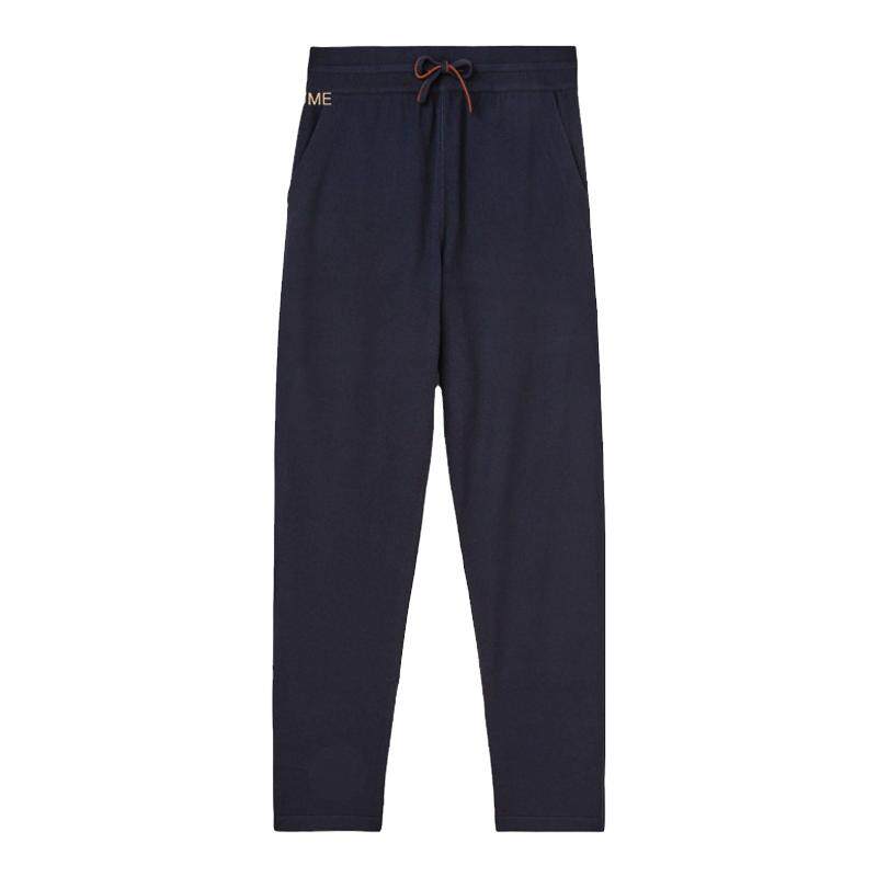 Loro Piana/诺悠翩雅男裤小山羊绒平针针织蓝色运动裤长裤
